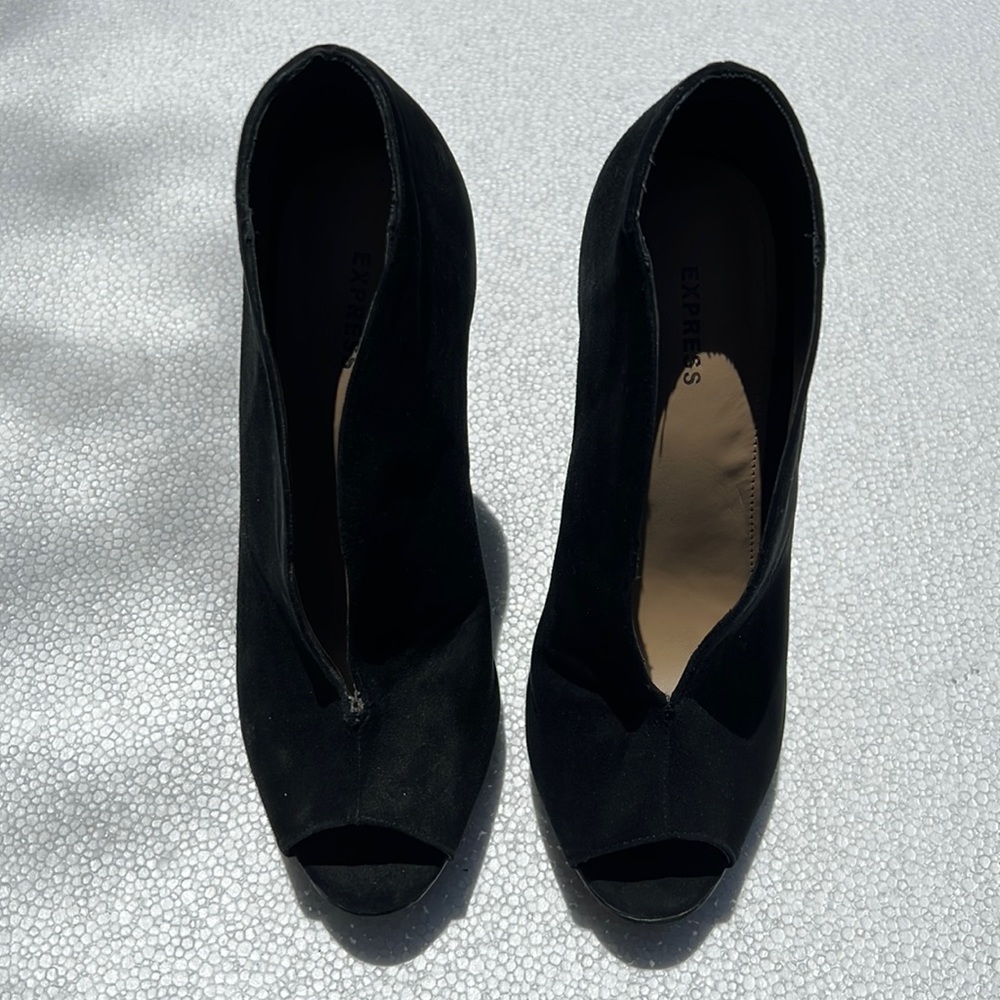 Express Black Open Toe Booties
